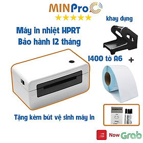 Máy in nhiệt chuyên dụng HPRT N41 in đơn hàng TMĐT kèm khay và 1000 tờ A6 Dạng Cuộn, Tặng Bút vệ sinh máy in