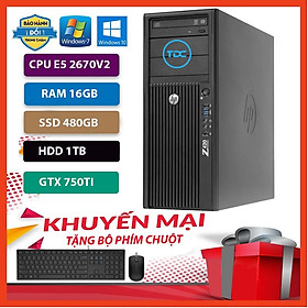 Máy Trạm HP Z420 Chuyên Đồ Họa/Game Nặng CPU E5 2670 V2 Ram 16GB,SSD 480GB,HDD 1TB,Card Rời GTX 750TI+Qùa Tặng